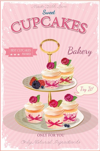 Blechschild 20x30 cup - cup, cake