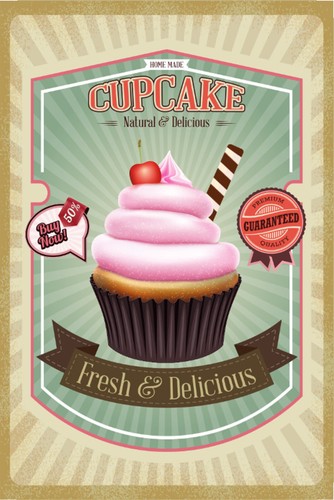 Blechschild 20x30 cup cake - cake, im