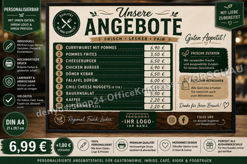 Angebotstafel personalisiert
